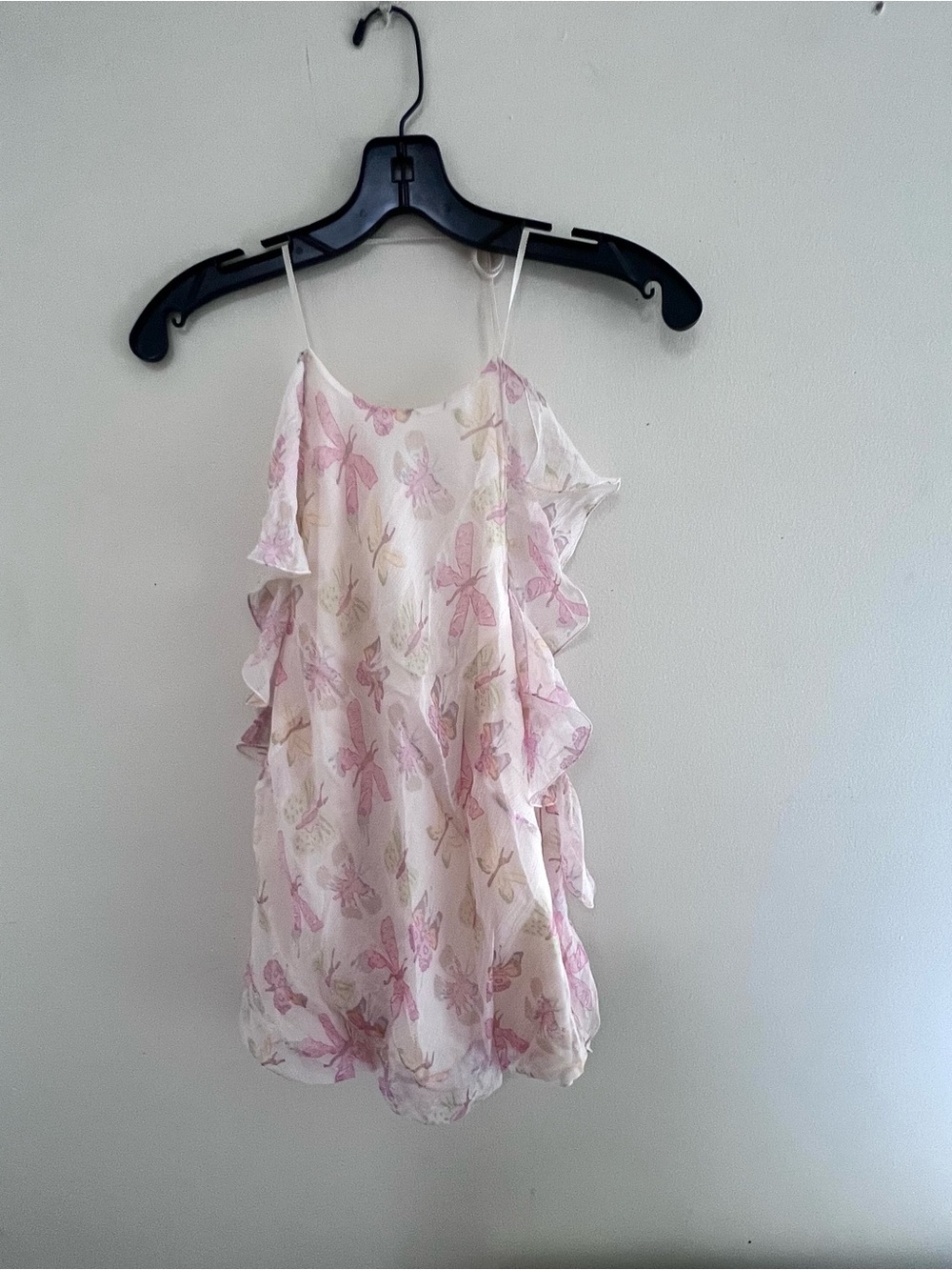 Max Studio Butterfly Print Pink Sheer Blouse